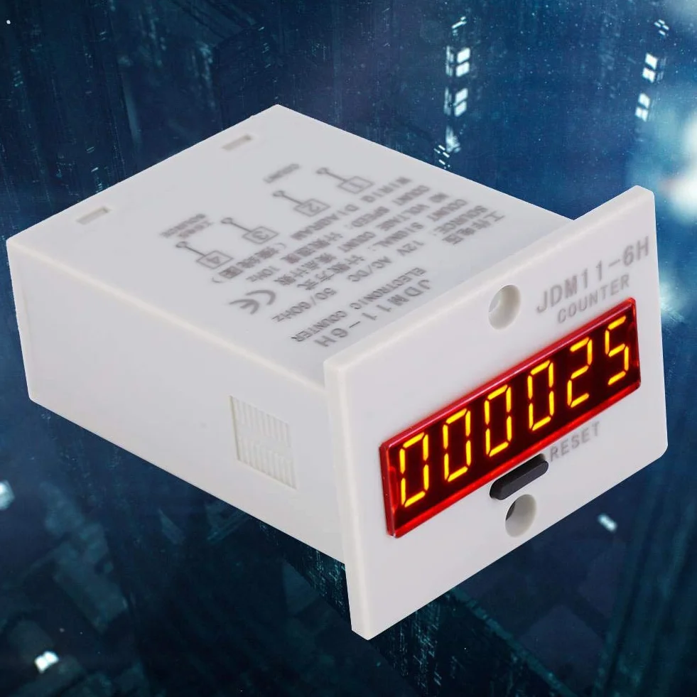 Contatore elettronico, JDM11-6H Nessun contatore di Tensione 6 cifre Relè contatore LED Display Digitale elettronico(AC/DC24V)