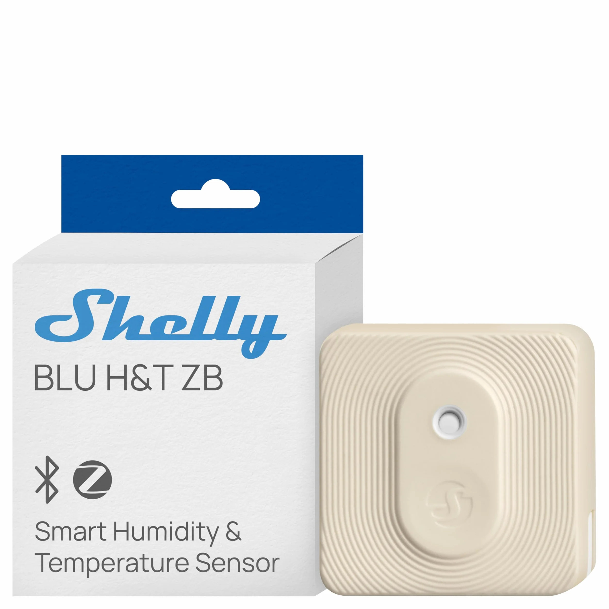 Shelly BLU H&T ZB Avorio - Sensore Smart Temperatura e Umidità, Bluetooth & Zigbee, IP54, Lunga Durata Batteria, Dati Criptati, Monitoraggio Clima, Automazione HVAC, Ultracompatto, Gateway Richiesto