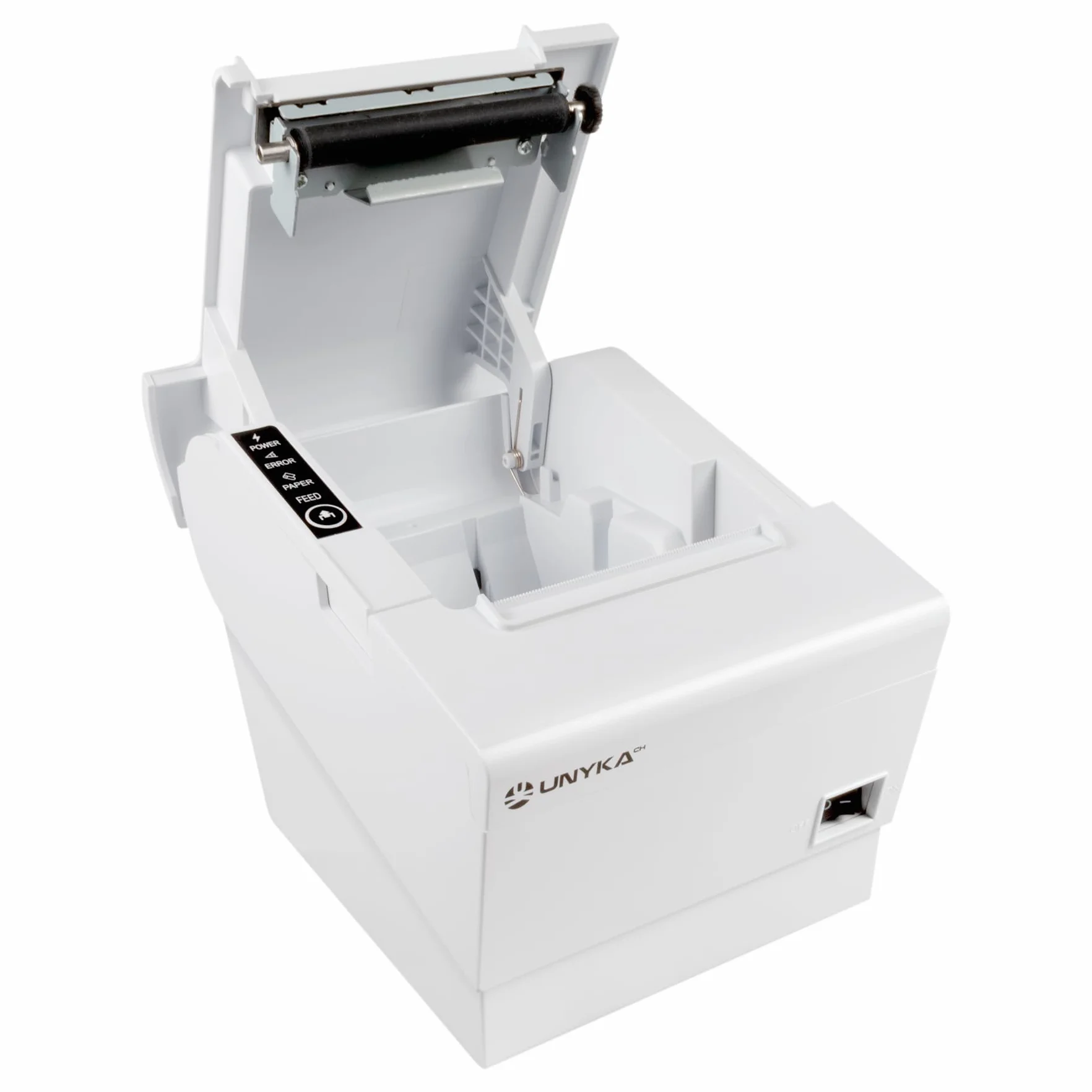 Unykach Stampante termica POS5 White con connessioni USB, RJ12, RJ11 e LAN e compatibile con Windows, JPOS, OPOS, Linux, Android e Mac