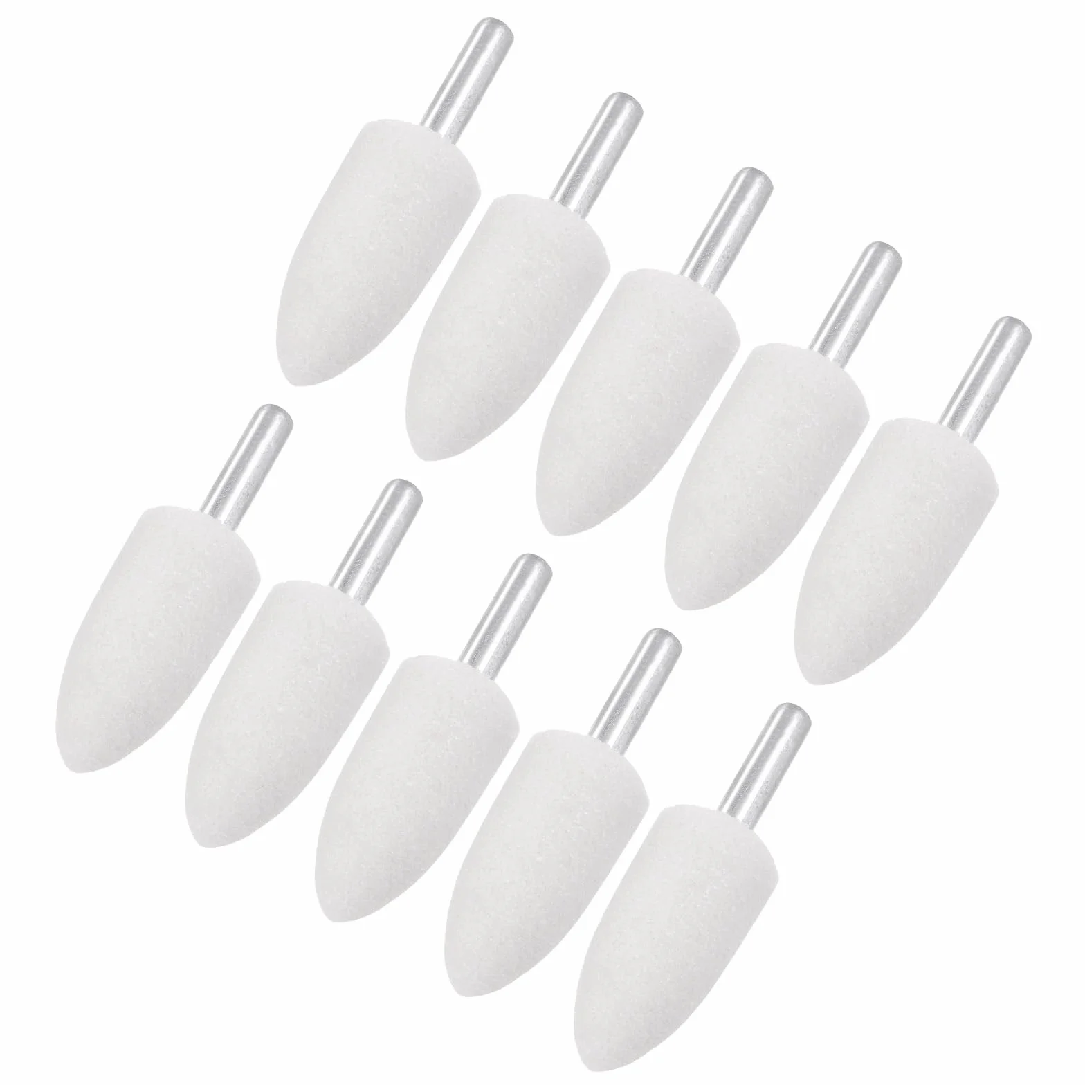 M METERXITY 10-Pack Mole Montate Abrasive Per Levigatura, Attacco 1/4 Pollici (6mm) Punta Di Levigatura E Lucidatura In Ossido, Diametro 0.79 Pollici (20mm) Grana 80 Puntata [Bianco]