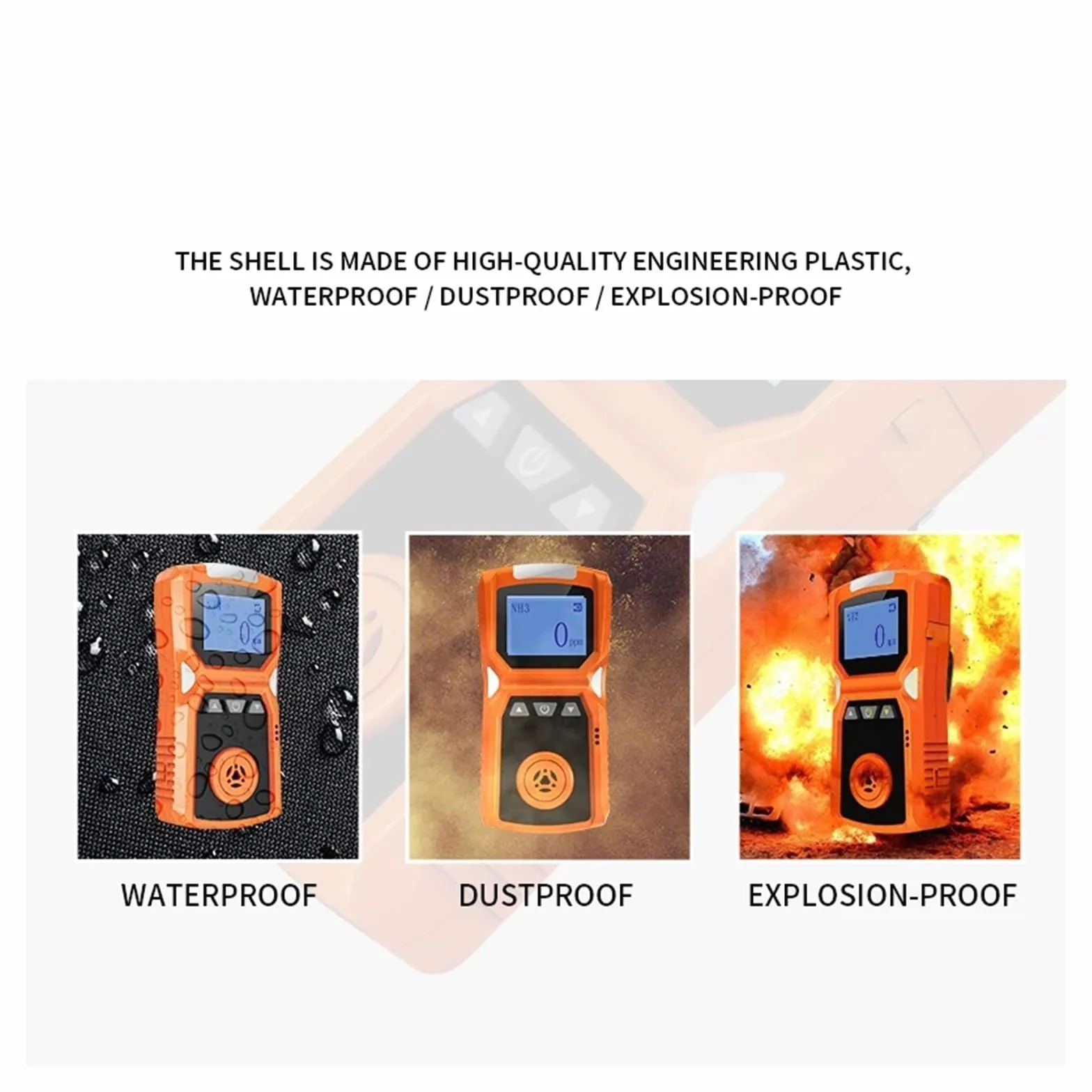 Rilevatore di gas portatile for industria H2/CO/PH3/CO2/H2S/NH3/O2/NO2/NO/EX/CH4 Rilevatore di allarme for gas combustibili con carica USB 0-100% LEL Alta sensibilità, risposta rapida(NH3-0-100ppm)