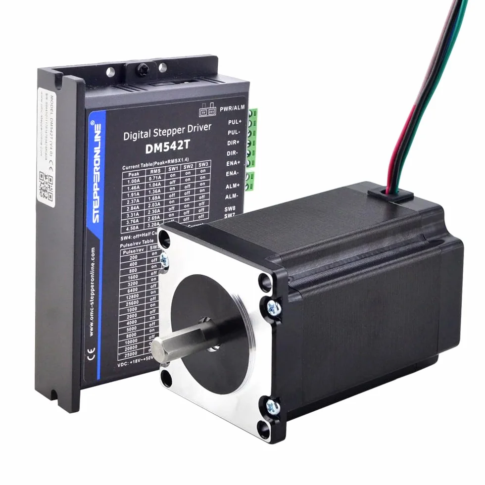 STEPPERONLINE 1 Asse Motore Passo-passo CNC Kit 2.4Nm (300 oz.in) Nema 23 Stepper Motor 1.0-4.2A 20-50VDC Stepper Driver DM542T