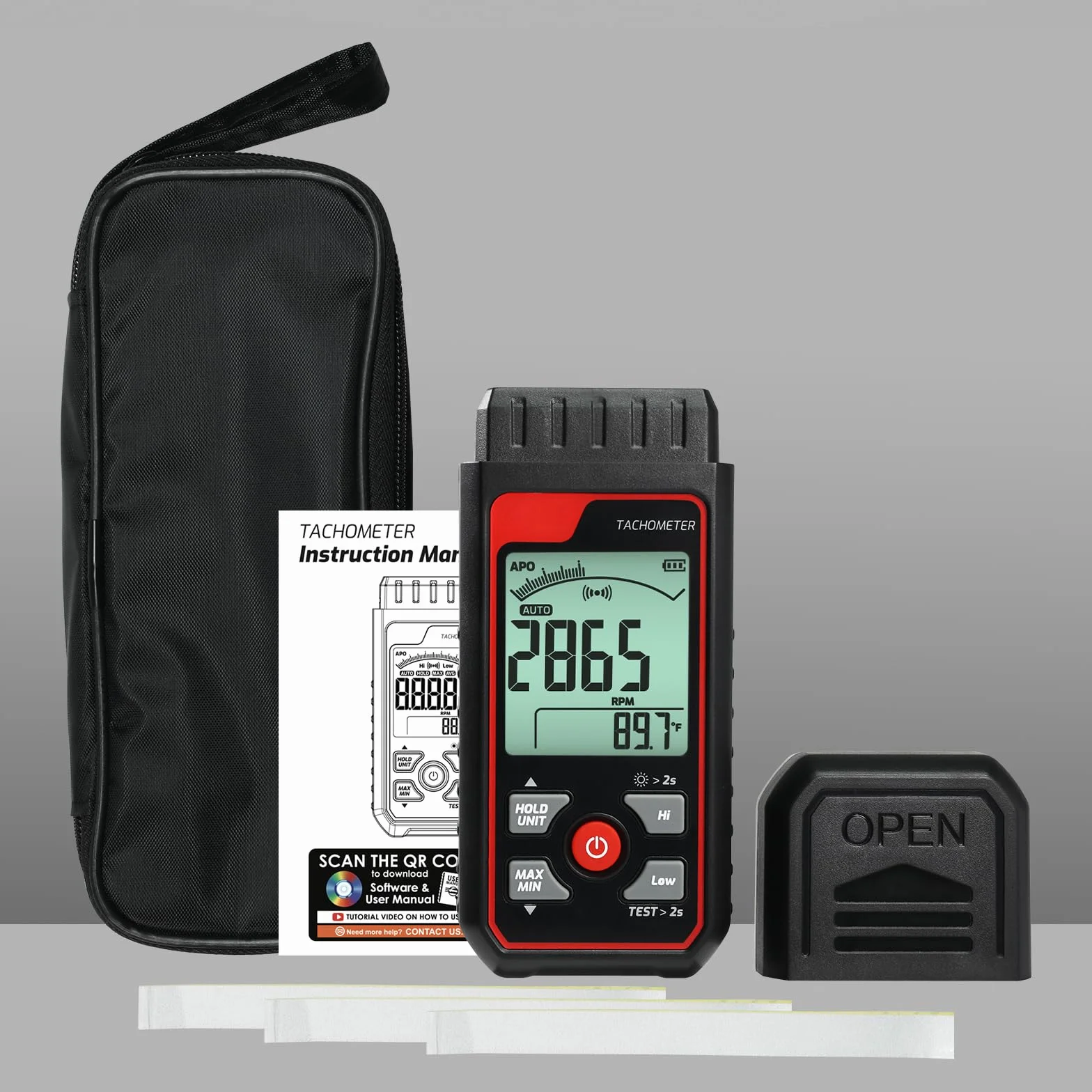 Tachimetro Digitale Senza Contatto RPM Misuratore di Velocità Strumento Laser Foto Tachimetro con 2.5~99999 RPM, Scala a Barre Analogica | Allarmi Personalizzati per Tester di Velocità Motore HVAC