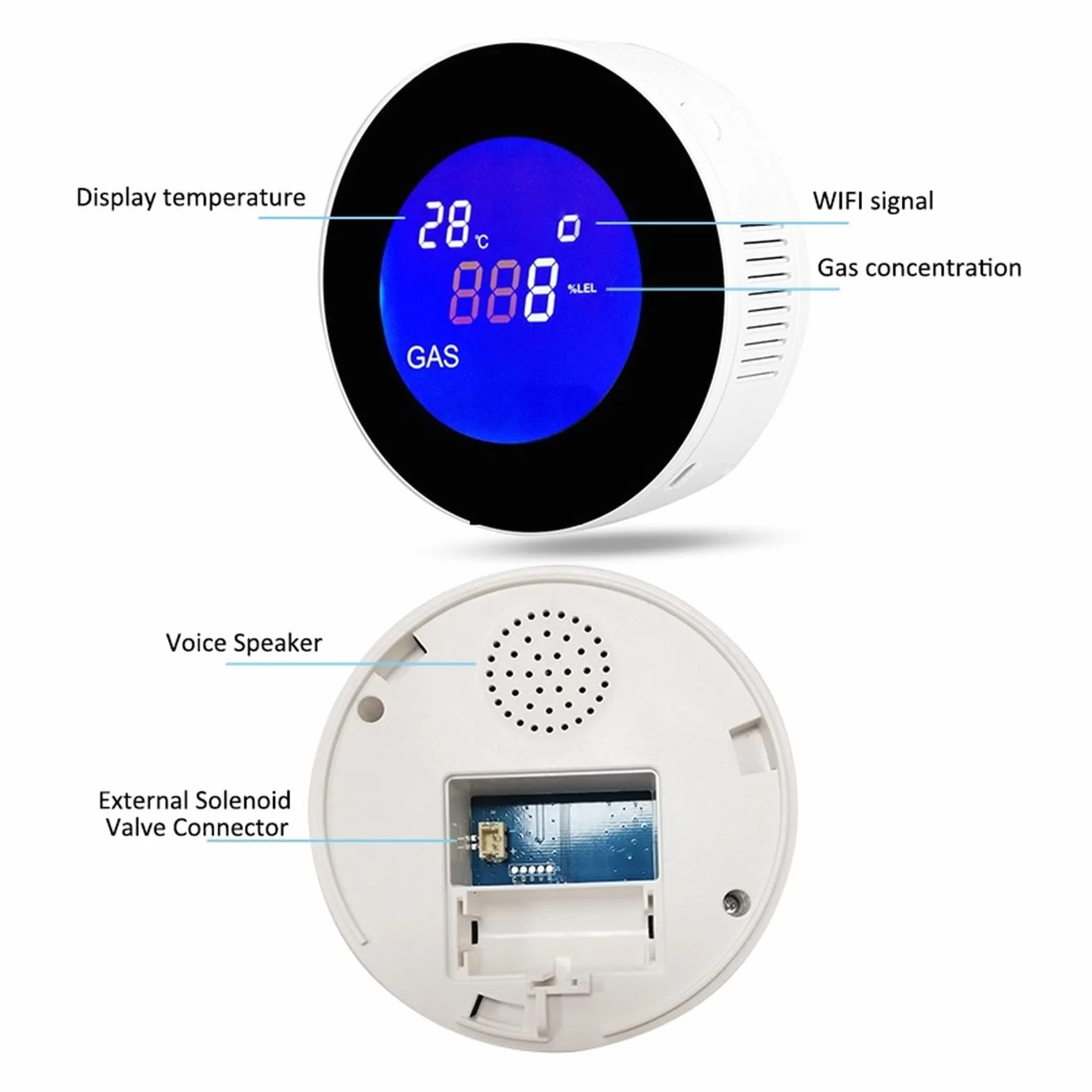 Rilevatore di gas naturale WIFI con elettrovalvola elettrica Controllo intelligente automatico Spegnimento sensore di allarme perdite di metano CH4 Rilevatore Gas(With V15GC Valve)