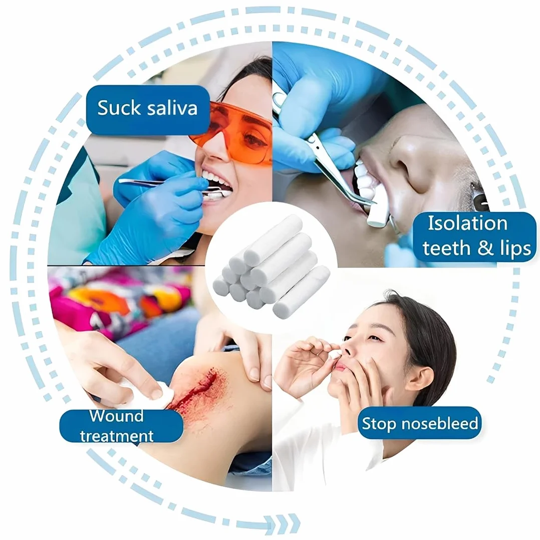 Rotoli di Cotone Dentale Panni in Cotone per Dentisti 250 pezzi