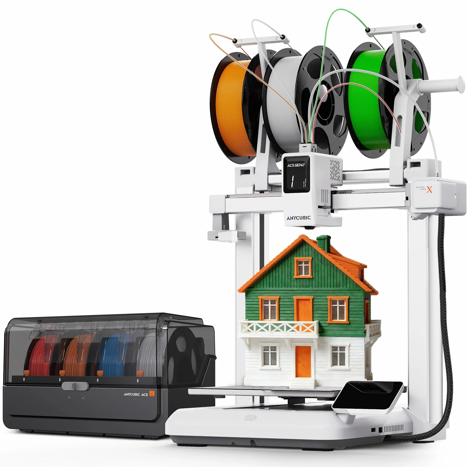 Anycubic Kobra X Combo Stampante 3D, Stampa a 7 Colori, Stampa con Multifilamenti Morbidi e Rigidi, Stampa Intelligente da Remoto, Fino a 19 Colori per Principianti, Dimensioni di Stampa 260x260x260mm