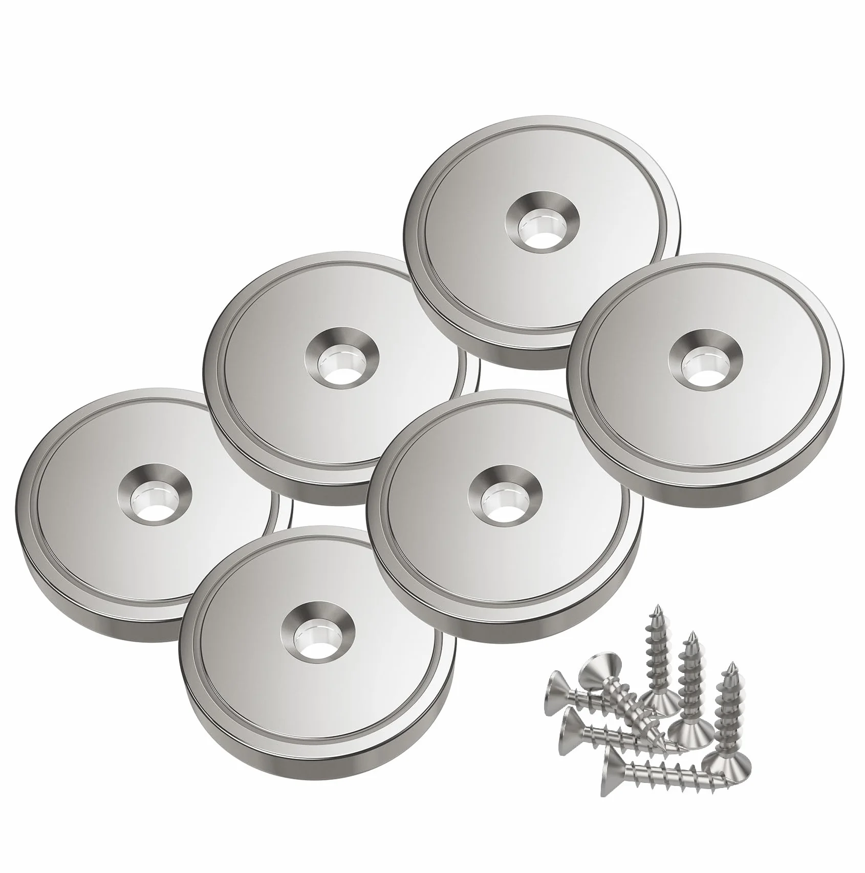 Magnetpro 6 dischi magnetici 40 kg forza trazione 32 x 8 mm magnete base acciaio viti