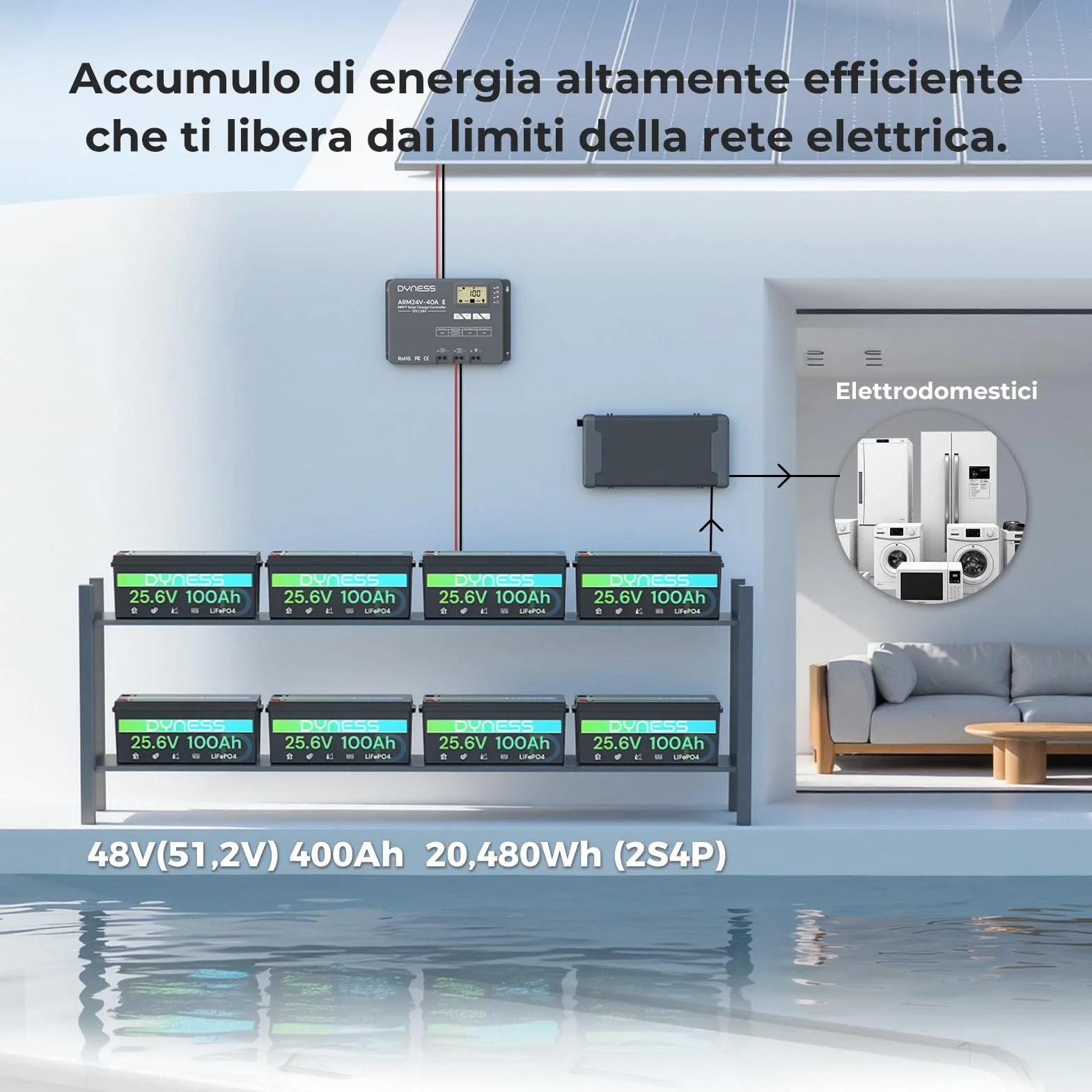 Dyness Batteria Litio LiFePO4 24V 100Ah con 100A BMS e Protezione Bassa Temperatura, Batteria 24V per Fotovoltaico Accumulo, Barche da Pesca Bass, Sistemi di Energia Rinnovabile, Camper (RV), Off-Grid