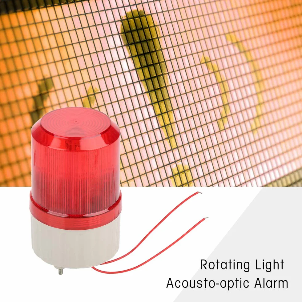Segnalatore Luminoso LED Allarme Sonoro 220V Rosso 100dB 20W Spia Rotante Sicurezza Cantiere