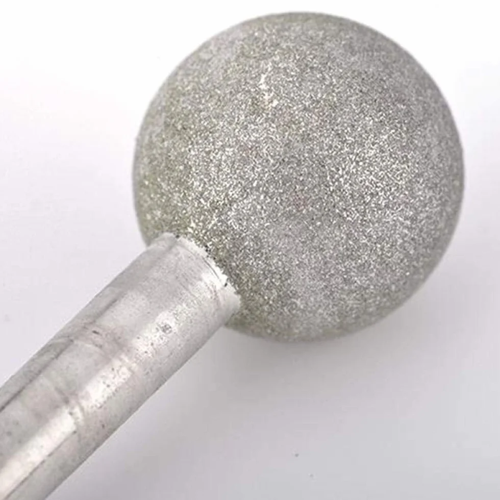 3 / 6mm sferico gambo durevole Diamante Diamante testa per giada, metallo, lega, macchinari, pietra, stampi rettifica e lucidatura-6x12mm.