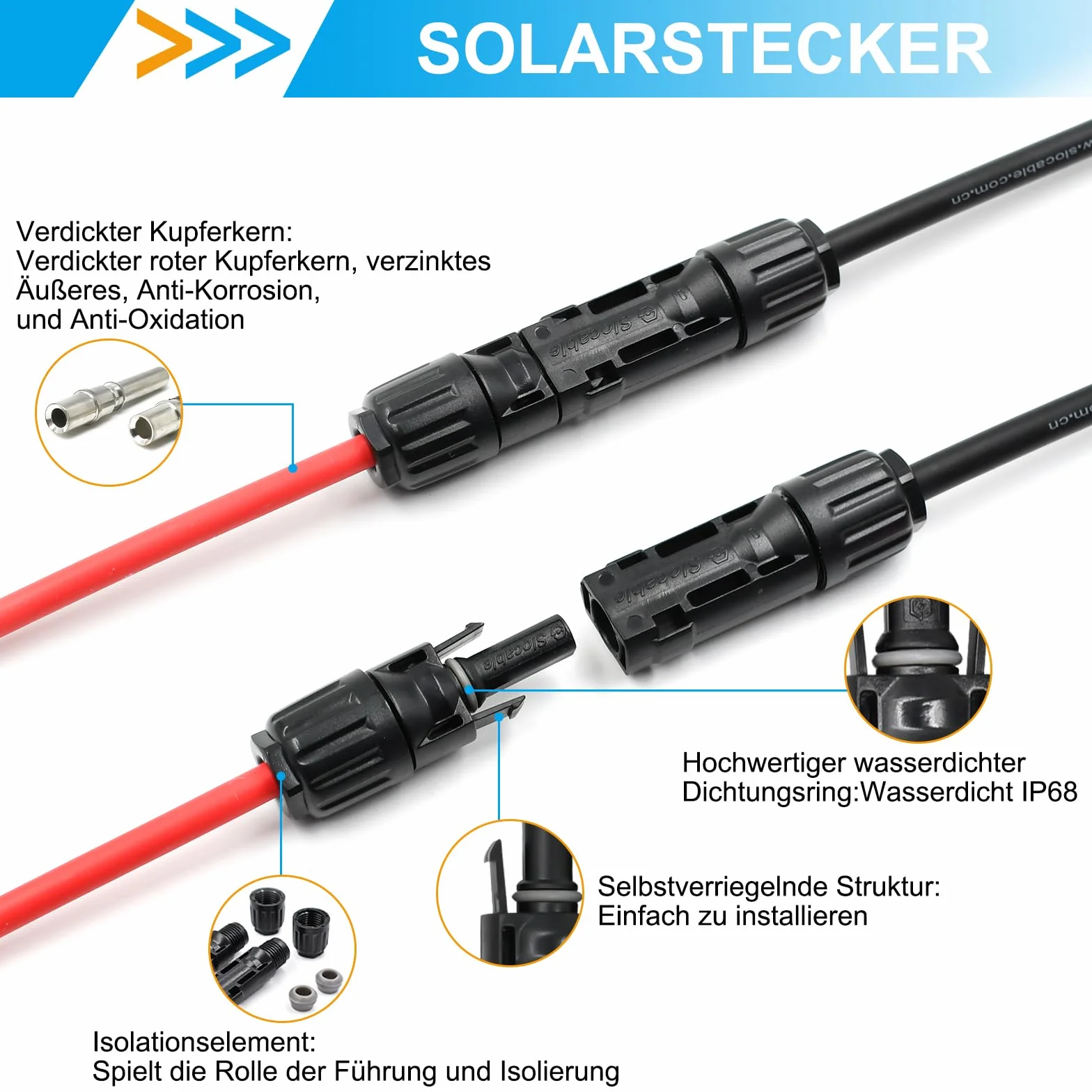 Spina Solare 10 mm² IP68 1500 V Connettore Maschio/Femmina 5 Coppie 8 AWG