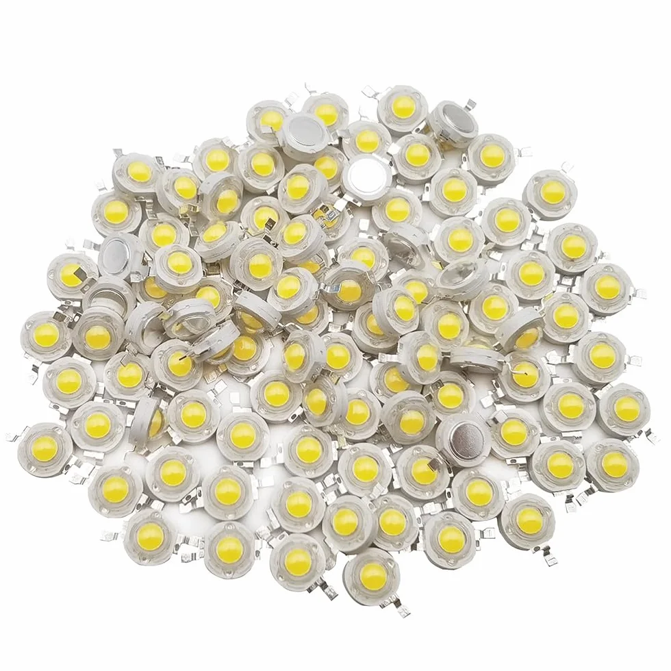 50 chip LED ad alta potenza, 3 W, bianco caldo (3000 K-3500 K, con ingresso 560 mA-700 mA. Connettore DC 3 V-3,4 V con 3 Watt) SMD COB emettitore di luce componenti, diodo da 3 W