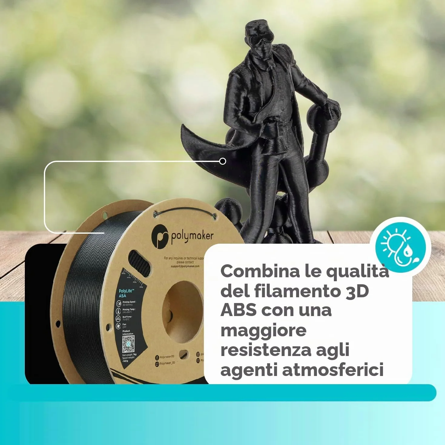 Polymaker PolyLite ASA Nero 1.75mm 1kg