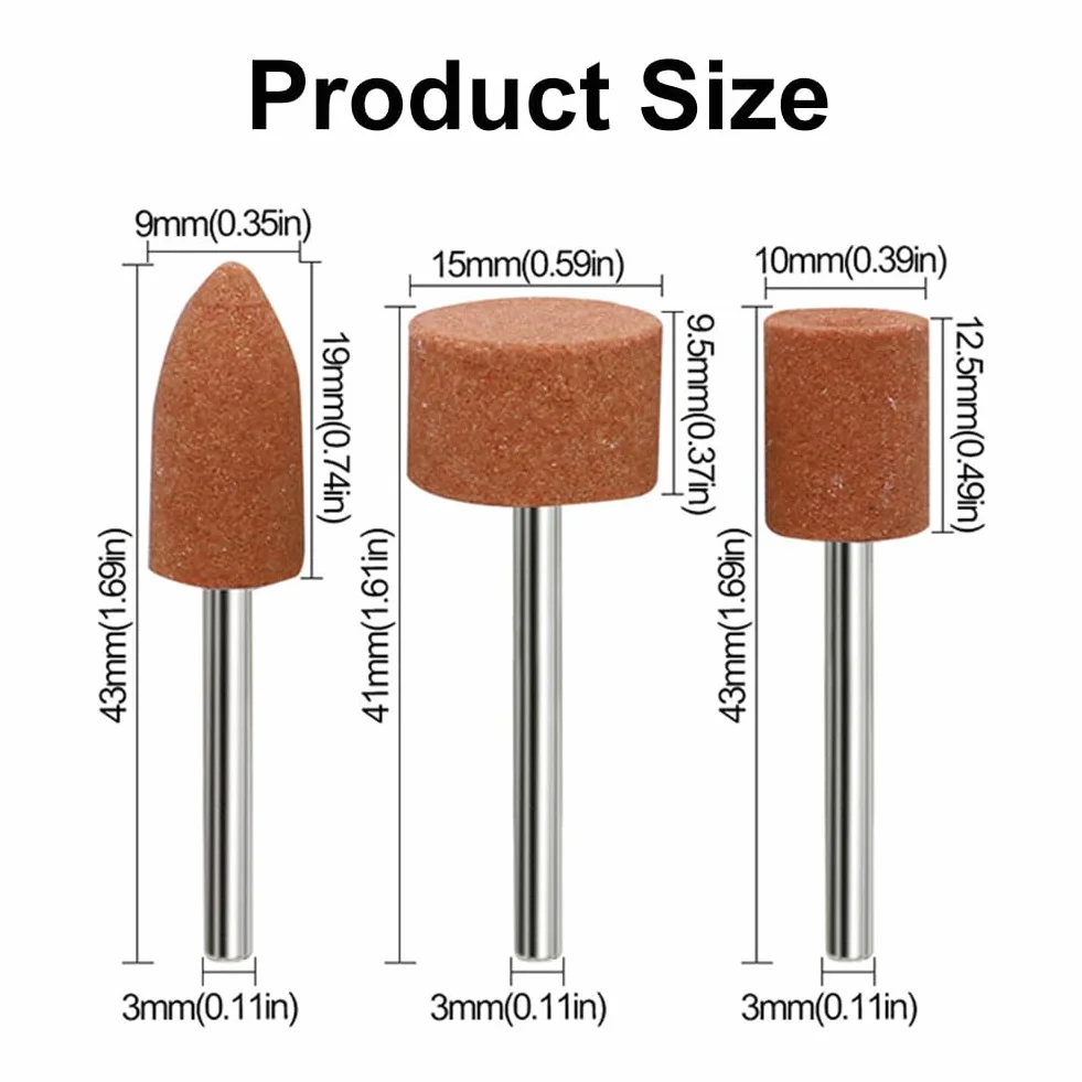 42 Pezzi Punte per Levigatura in Corindone con Testa Di Lucidatura,Set di Punte Abrasive al Corindone,Mandrino Abrasivo con Gambo da 3 mm,Mola con Gambo da 1/8" Per Smerigliare e Affilare Il Metallo
