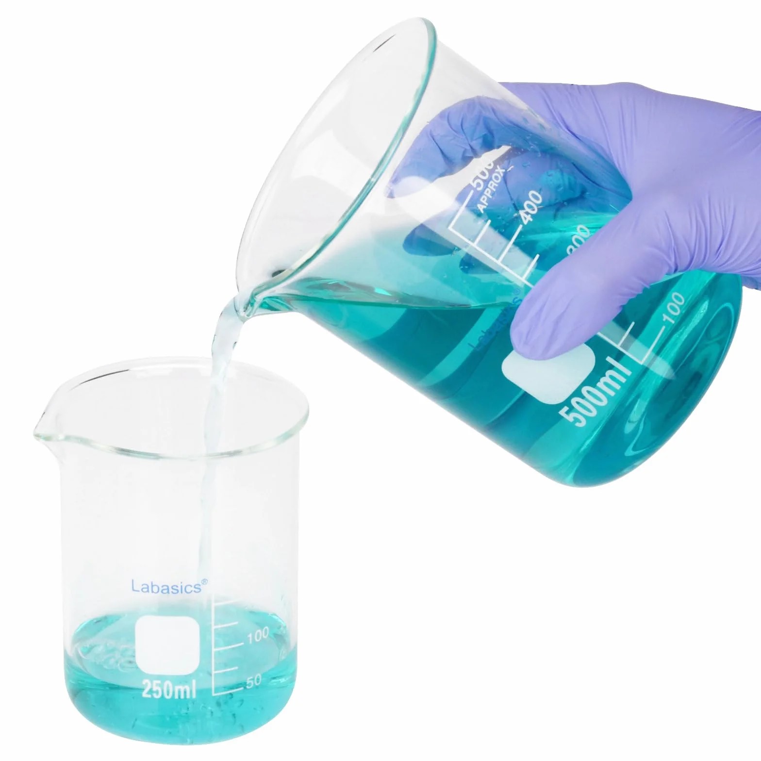 Labasics Bicchiere di Vetro, 1 Confezione, Bicchiere di Vetro Borosilicato a Forma Bassa Graduato Griffin con Beccuccio Versatore, 400 ml, Resistenza ad Alta Temperatura, Uso in Laboratorio