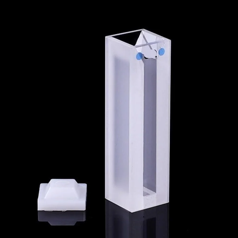 Cuvetta in vetro di quarzo Microcella 1,4 ml con pareti e coperchio smerigliati per spettrofotometria UV-visibile