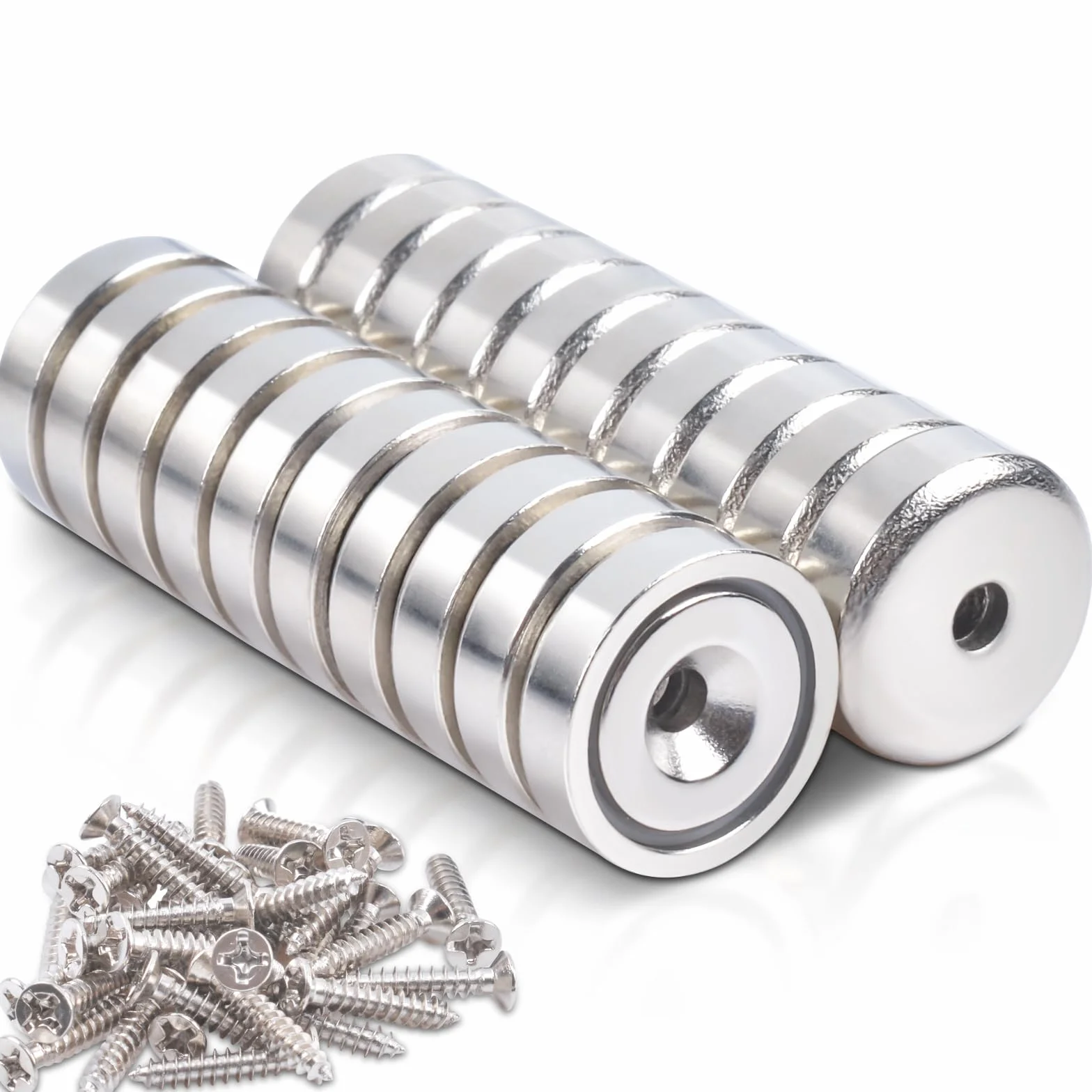 Magneti Neodimio 16x5mm Potente Forza 6 KG Calamita con Foro e Viti, Magneti Potenti Per Industria e Scienza