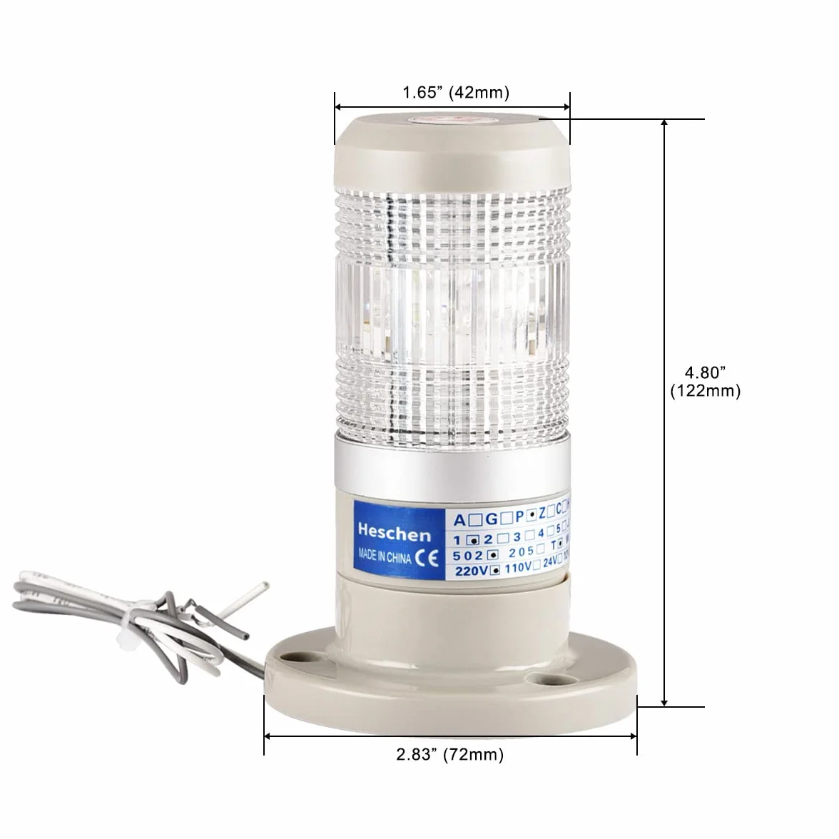 Heschen lampadina LED luce di avvertimento torre luce di segnale 220 V AC bianco 2 fili