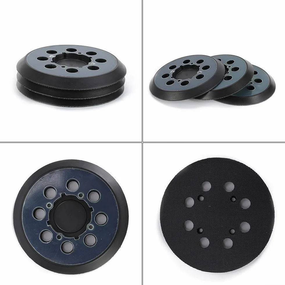 Platorello abrasivo per levigatrice orbitale a 8 fori, 125 mm, 125 mm, compatibile con DWE6423/6421/DCW210B, N329079, ricambio in plastica