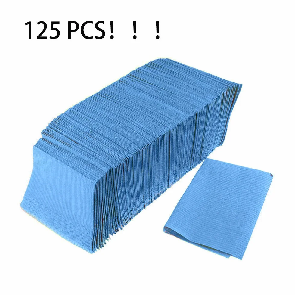 Asciugamano per bavaglino dentale monouso foglio orale sciarpa di carta asciugamano per uso clinico dentista blu 125PCS