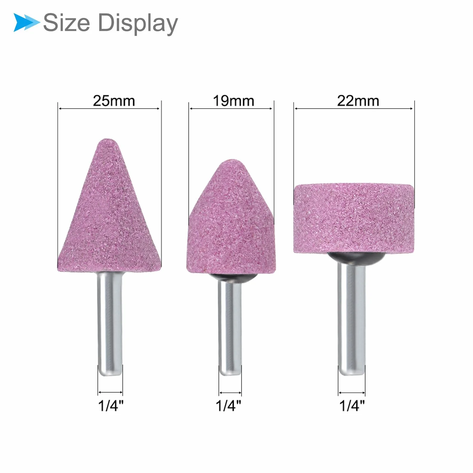 Abrasivo Pietra Punte Set, 1/4" Gambo, Nichel Placcato Carbonio Acciaio Mola Mola Lucidatura Testa Punta per Utensili rotanti), 3pz