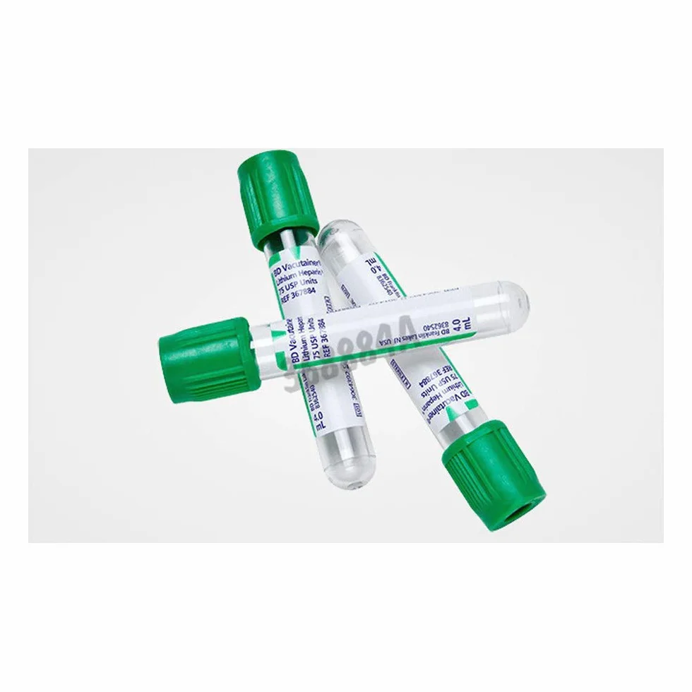 BD Medical 368884 Vacutainer PET Tubo Eparinato per Analisi del Plasma (Eparina di Litio Lh) Tappo Verde Etichetta Carta, 4Ml, Confezione da 100