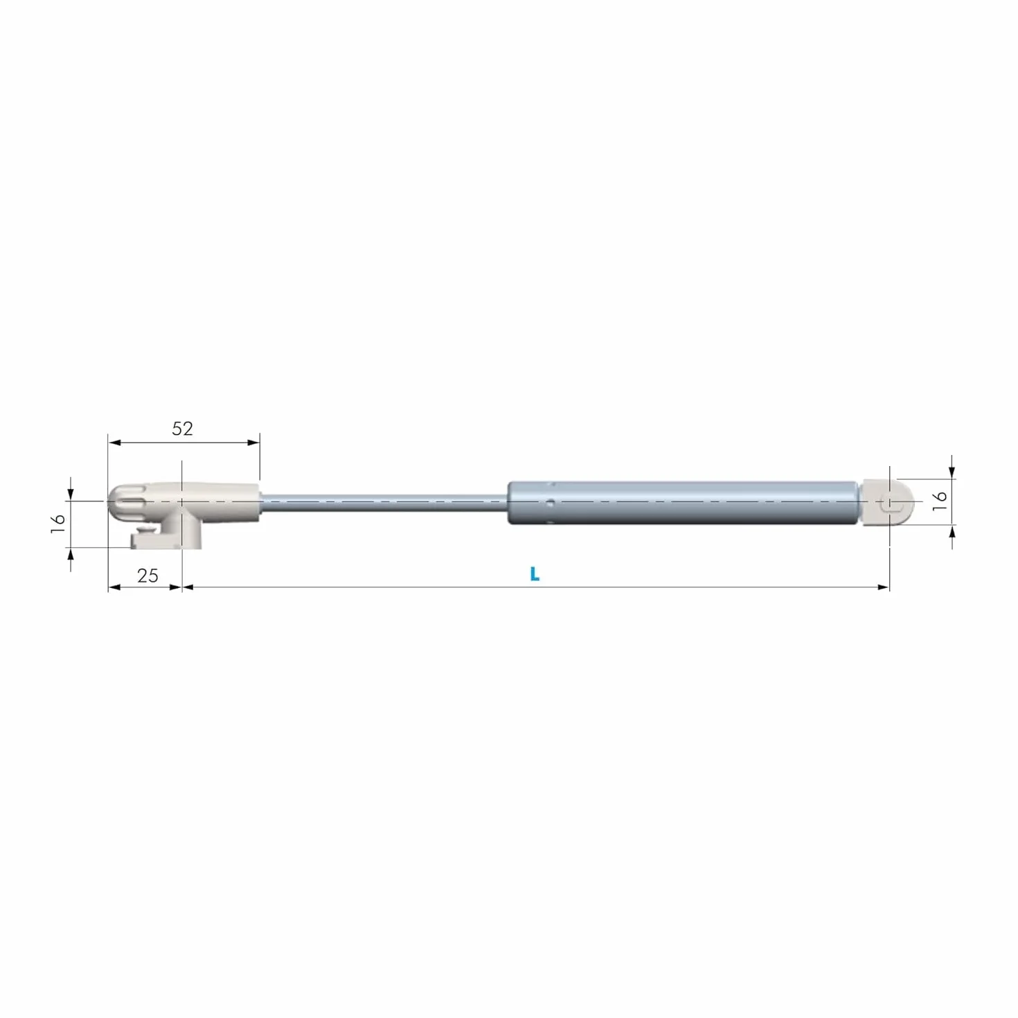 PISTONE A GAS PER PENSILI KRABY FRIZIONATO LIVENZA (VARIE MUSIRE E NEWTON DIPSONIBILI) (480 mm 120 N, Grigio)