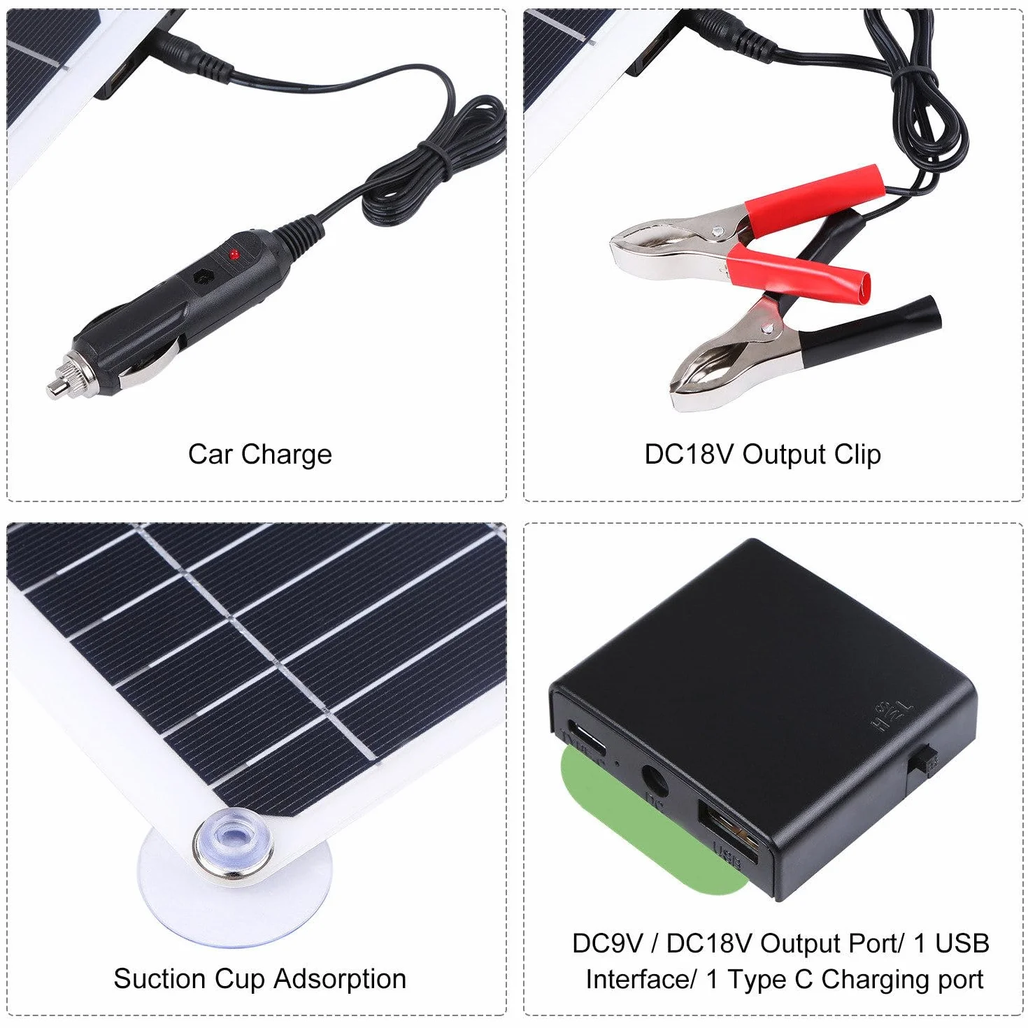 Kit Pannelli solari 200W 400W 600W 800W con Controller 30A/60A, Caricabatterie Solare Portatile USB 12V per Camper/Tetto/Campeggio/Auto/Barca/Camper, 200W-30A