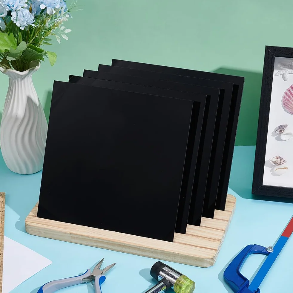 UNICRAFTALE 5 Pezzi 20x20 cm Lastre in Acrilico Quadrate Lastre in Acrilico Nero per Taglio Laser 2 mm di Spessore Lastra in Plexiglass Trasparente Lastre in Plastica Trasparente Lastre in Acrilico