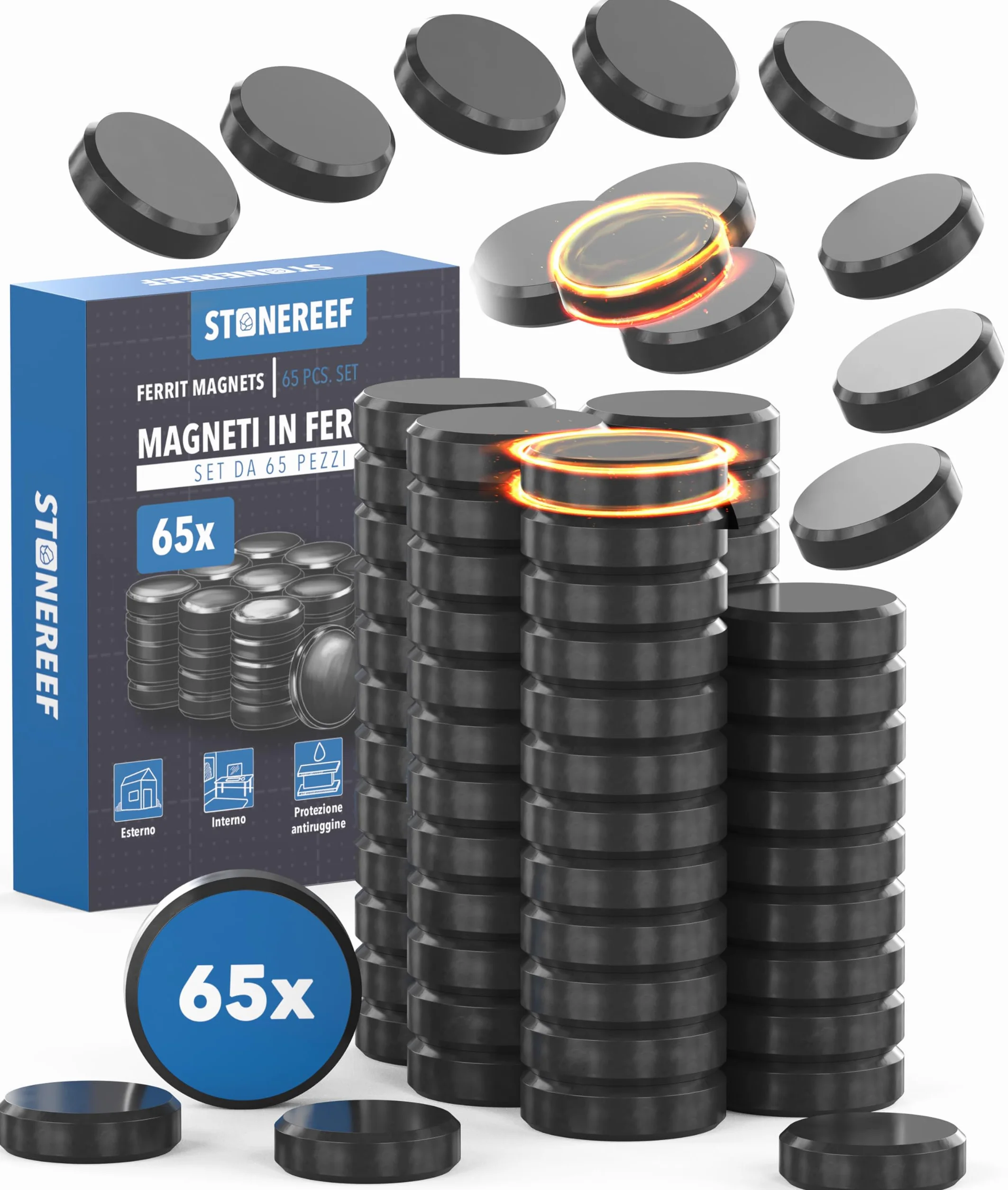 Magneti flessibili extra forti 65 pezzi 17,6 mm x 4,9 mm resistenti al calore e alla corrosione