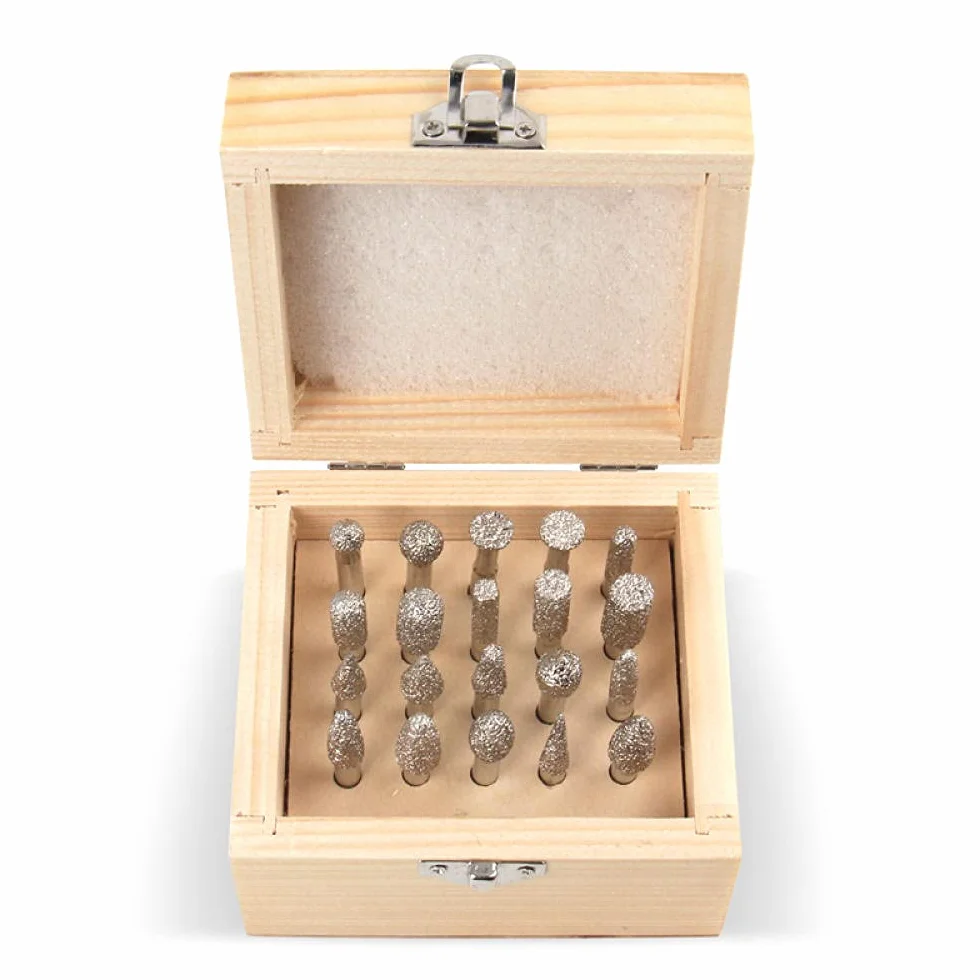 20pcs / set 6mm Shank Shank Vacuum Brazed Diamond Burr Greening Head Tool Rotary Tool for Stone Calcestruzzo intaglio in marmo granito