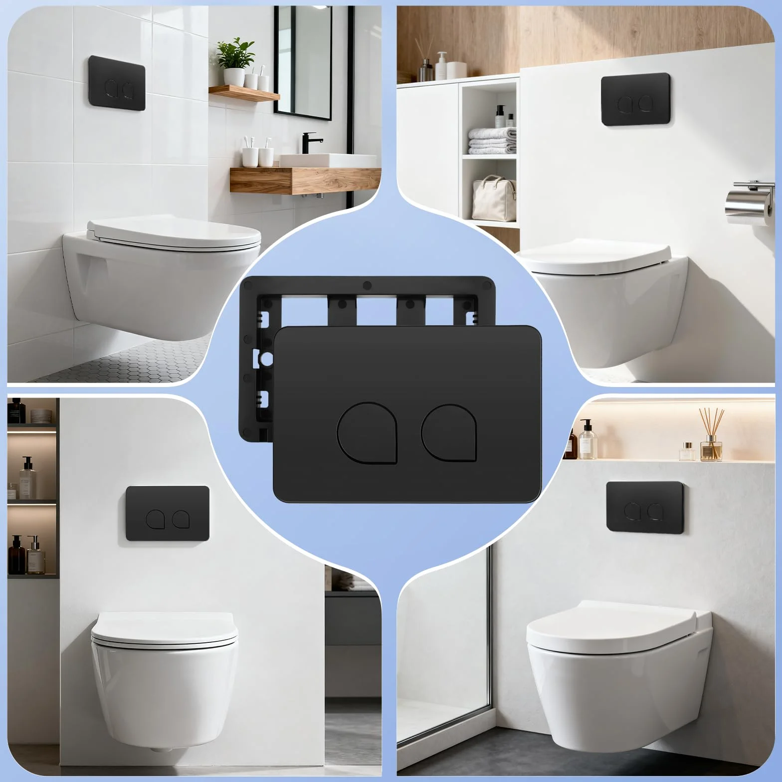 Placca di Comando WC Geberit Sigma 01 10 20 21 30 50 60 UP300 UP320 Pannello Frontale Doppio Scarico 245×164 mm Nero