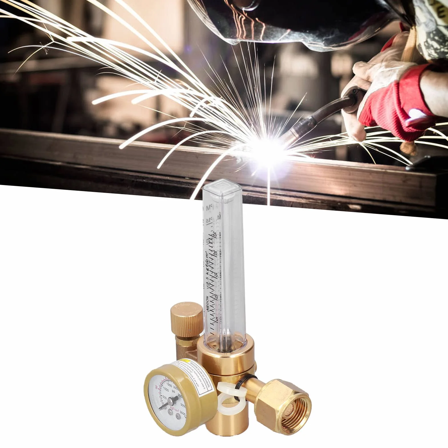 FILFEEL Regolatore di Gas di Saldatura, Carrello di Saldatura Regolatore di Gas MIG CO2 Accessori per MIG 0-3500PSI 0-25 Lpm per Ad Argon