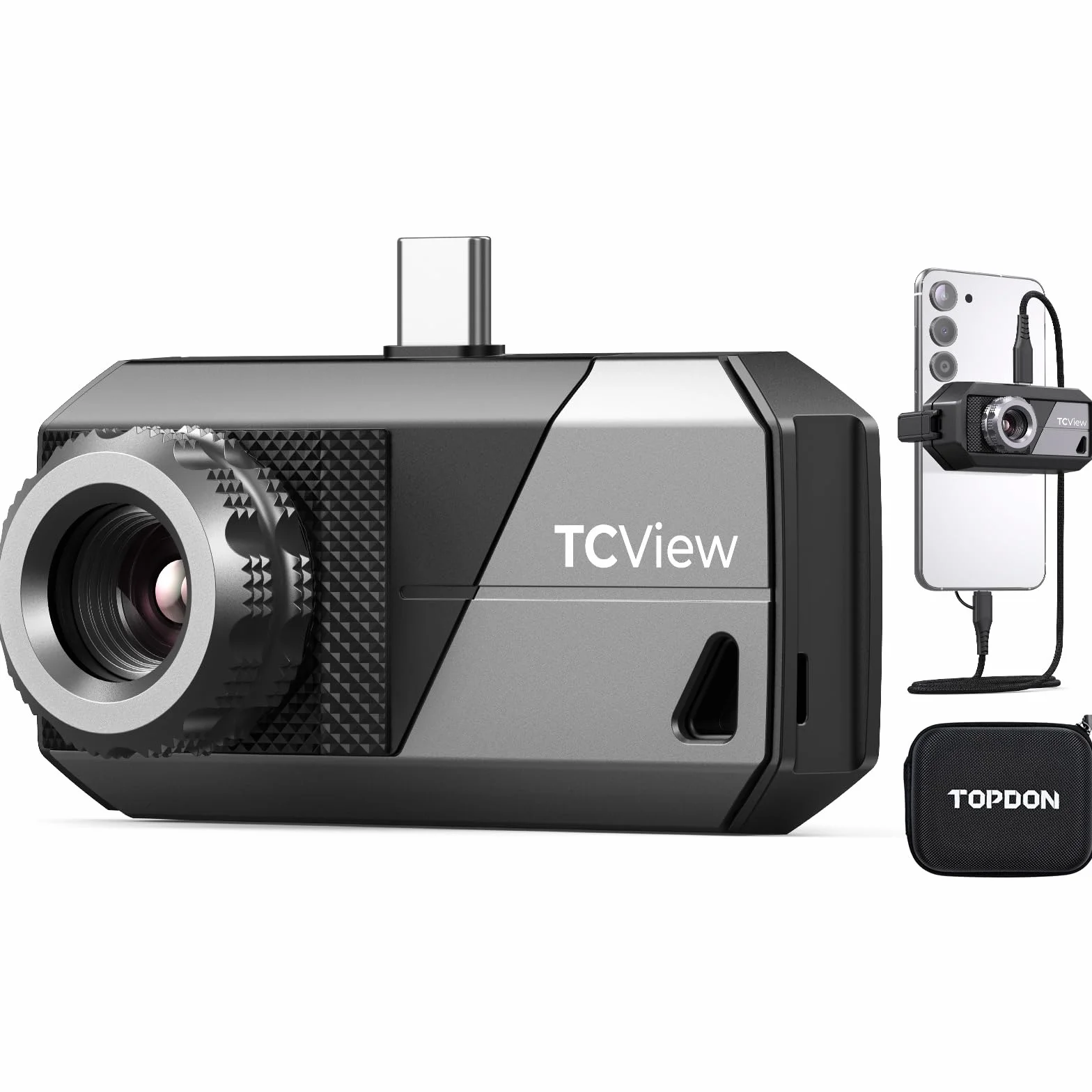 TOPDON Termocamera TS001 per Android, lente regolabile da 9mm, campo di osservazione da 0,1 a 500 metri, 512 x 384 IR, 25Hz, Termocamera con messa a fuoco manuale per applicazioni elettriche, esterni
