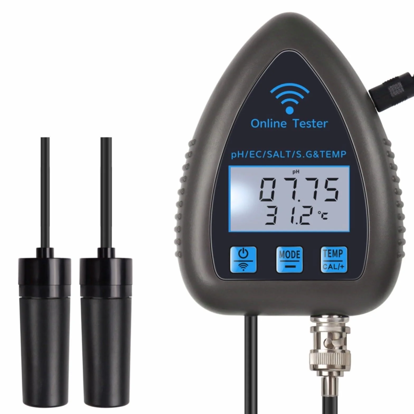 Per Tuya 5-in-1 WiFi PH Monitor e Tester di Qualità Dell'Acqua Con Salinità, Gravità Specifica, Sensori di Temperatura Per Acquari, Laghetti Di Pesci, Idroponica (WF9953)