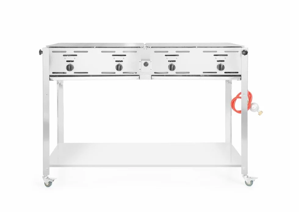 HENDI Grill a gas Grill-Master Quattro, cucina, griglia per barbecue, a gas propano e butano, accensione elettronica, 22kW(Hs), 1270x525x(H)840mm, acciaio inox 18/0