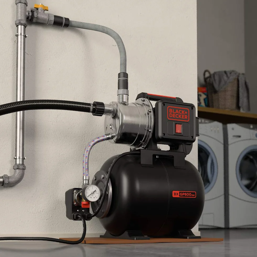 BLACK+DECKER Pompa Autoadescante BXGP800XBE con Serbatoio per Acque Chiare (800 W, Portata max. 3.500 l/h, Prevalenza max. 38 m)