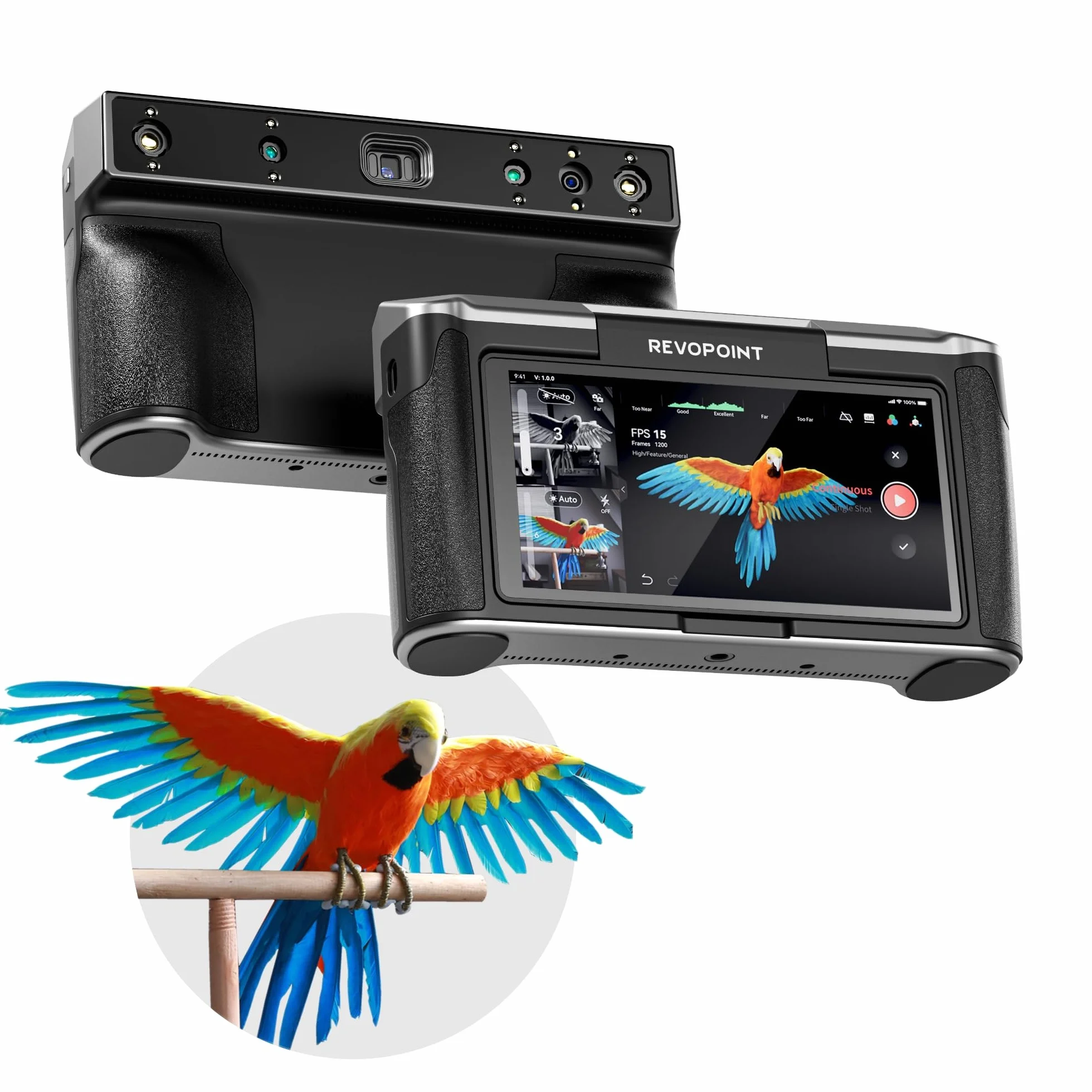 Revopoint MIRACO Pro Scanner 3D Portatile per Stampante 3D con Schermo Ribaltabile 180°, Batteria a Ricarica Rapida da 5000mAh, Precisione Fino a 0,02 mm, Adatto per Oggetti da Piccoli a Grandi, 32GB