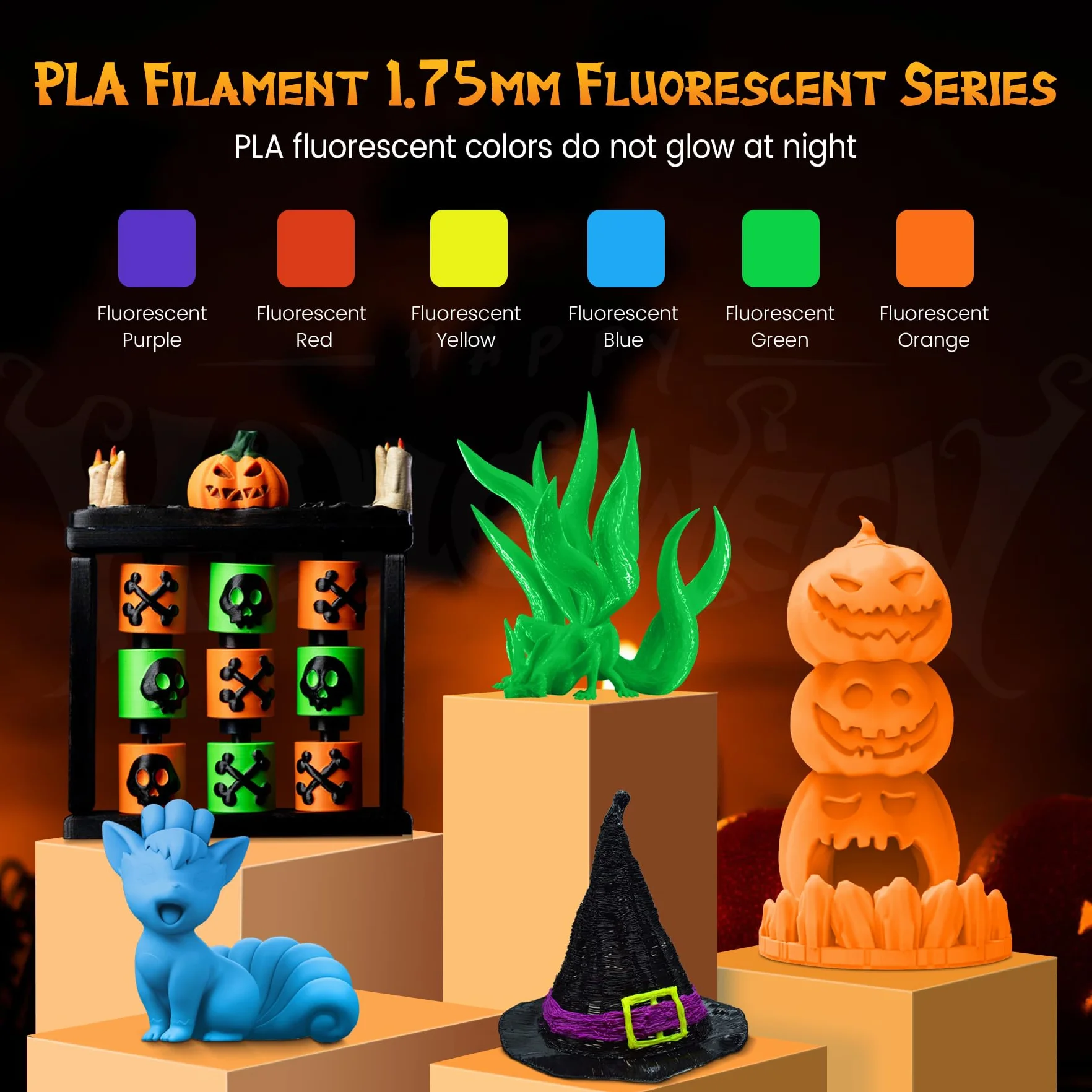 SUNLU Confezione di 4 filamenti fluorescenti per stampante 3D in PLA da 4 kg, 1,75 mm, adatti per la maggior parte delle stampanti 3D FDM, bobina da 1 kg, confezione da 4, fluorescenti (viola