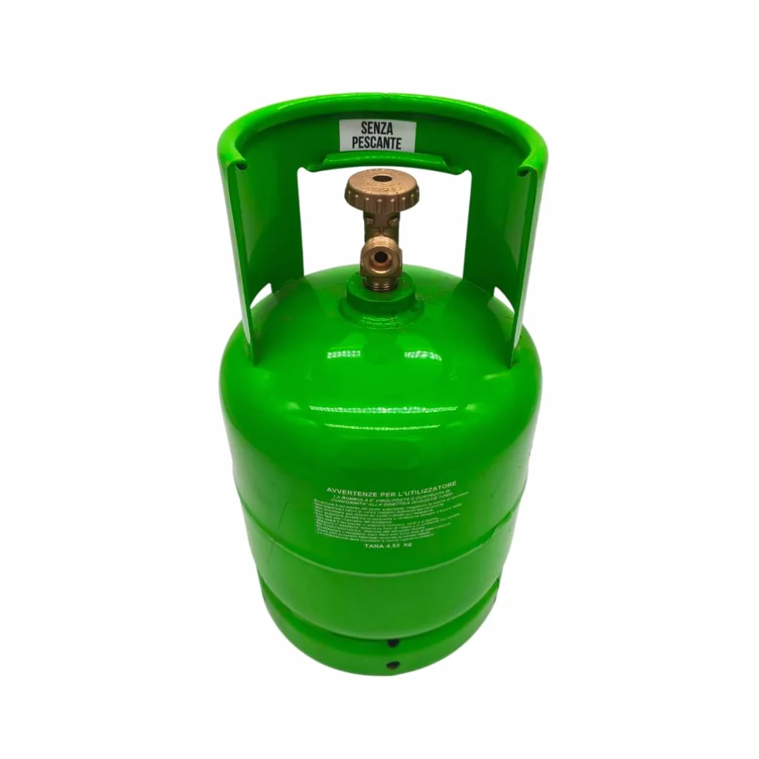 nr° 1 Bombola neutra vuota per stoccaggio gas refrigerante - capacità 7 Lt - completa di valvola monofase (gas) uscita 21,7 x 1/14 destro - Usata quasi nuova