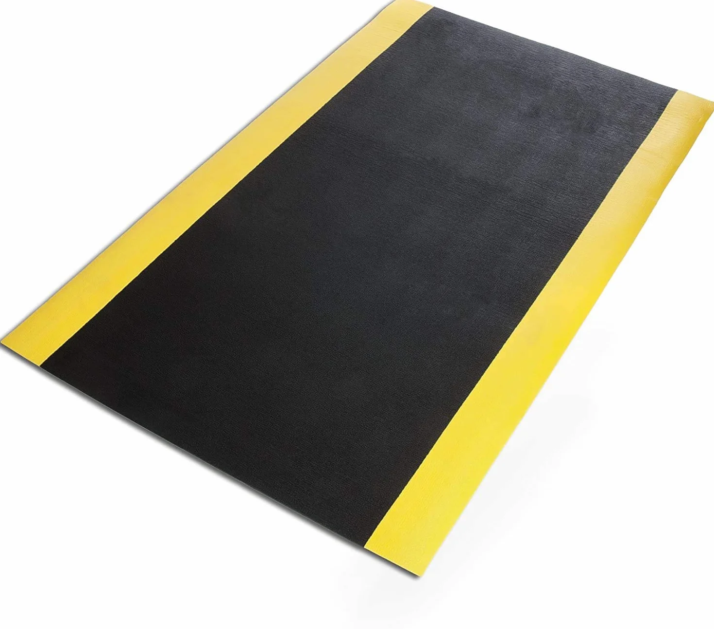Tappetino anti-stanchezza, per postazioni di lavoro in piedi | Tappetino ergonomico per un maggiore comfort in piedi e corsa | antiscivolo e durevole (90 x 200 cm, nero/giallo)