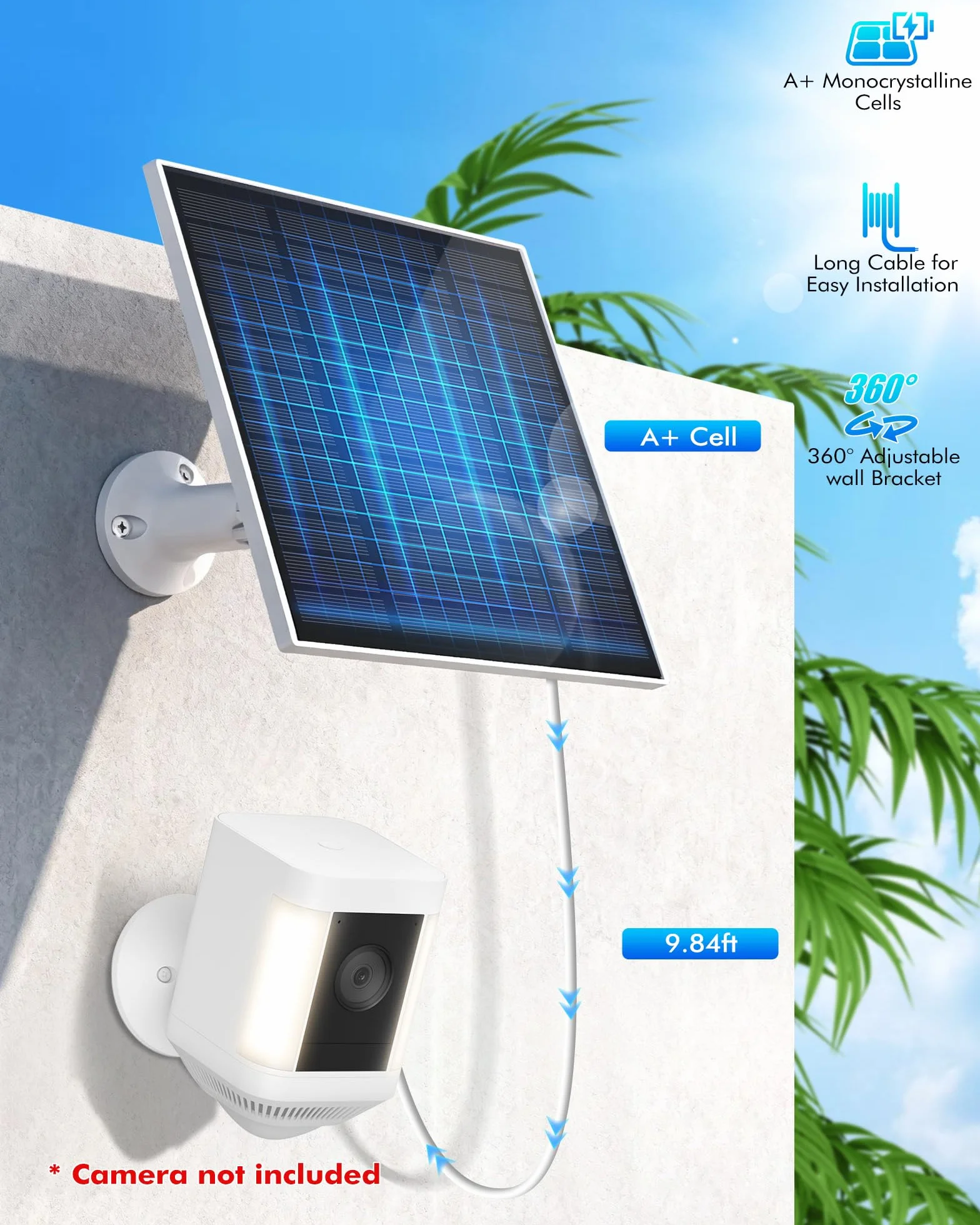 KEPEAK Small Solar Panel for Ring Camera Outdoor