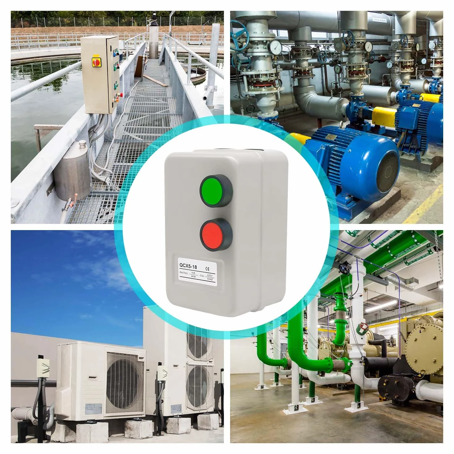 Avviatore magnetico per motore elettrico, 220/240 V, 4 kW, 10-16 A, 5,5 HP, avviamento magnetico monofase per motori (interruttore a pulsante)