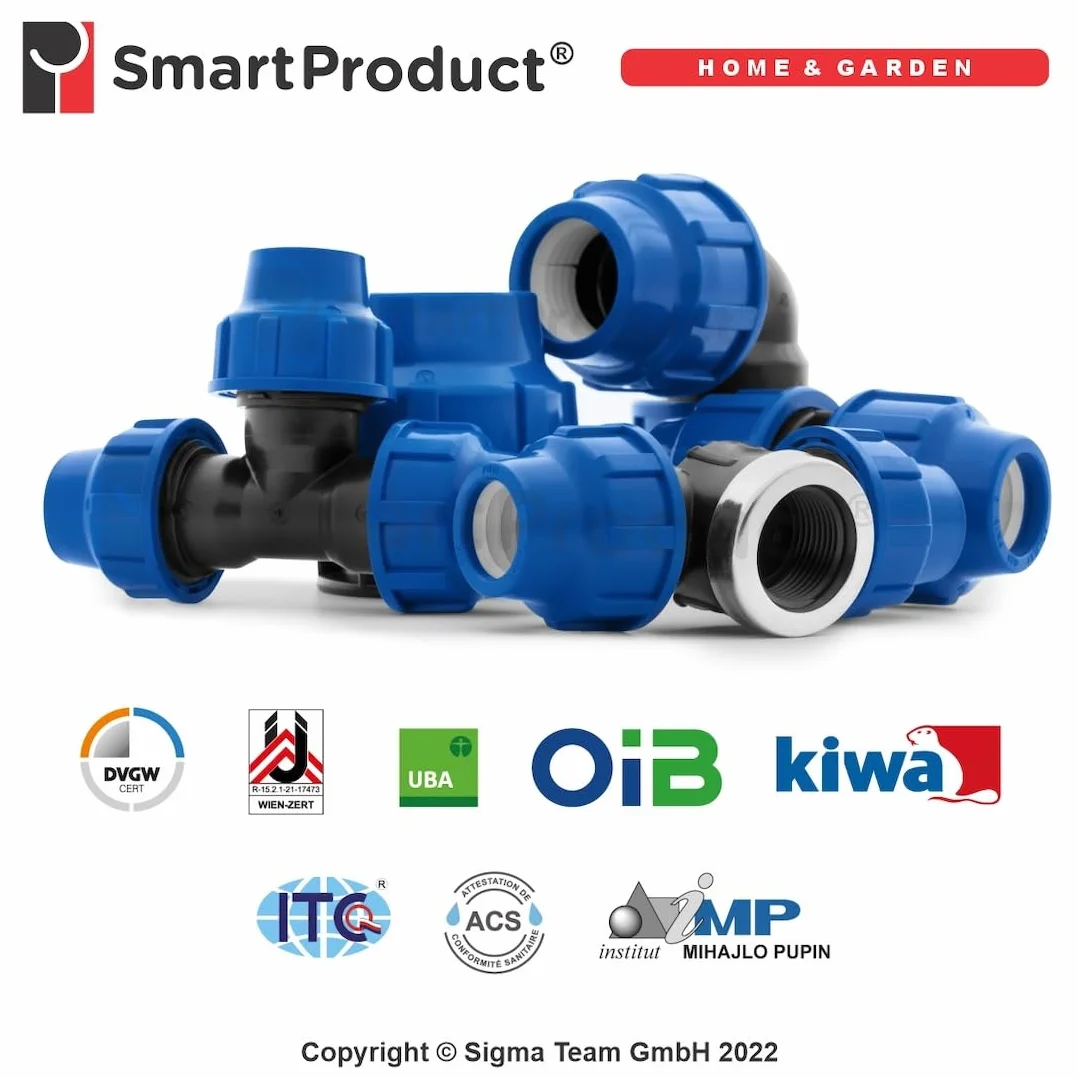 SmartProduct Connettore a compressione MDPE PP 25 mm x 1/2" maschio PP PN16 2 pezzi