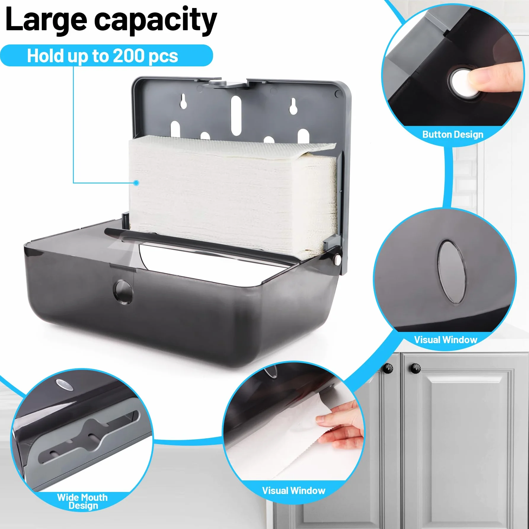 Dispenser Carta Asciugamani da Muro 200 Fogli per Bagno
