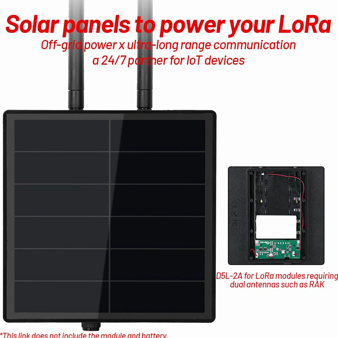 D5-2A 5W Solar Panel System for Rak4631 LoRa Module DIY Meshtastic Meshcore LoRa Node Kits 868MHz 2.4G BLE Antenna