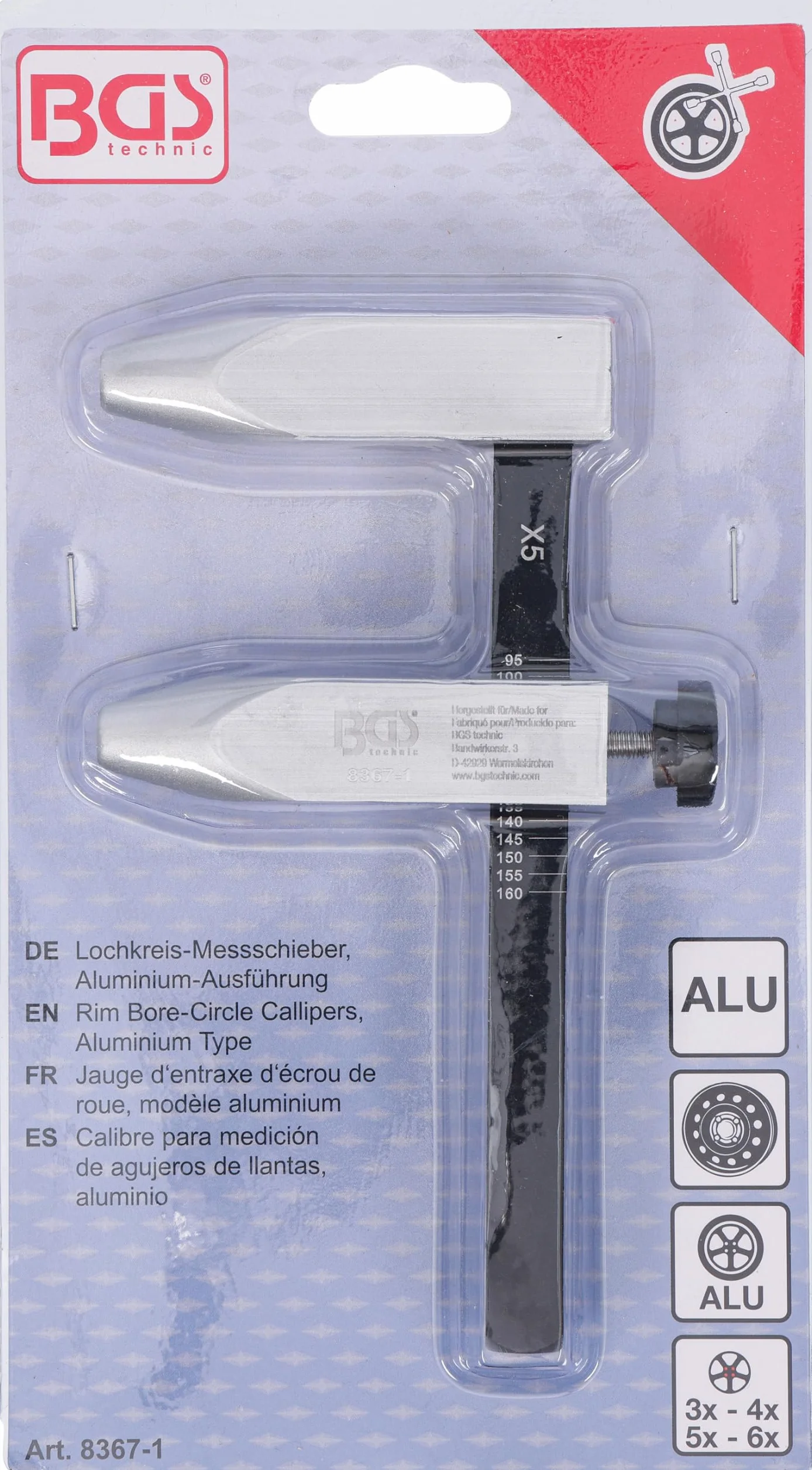BGS 8367-1 | Calibro per il foro del cerchio, versione in alluminio