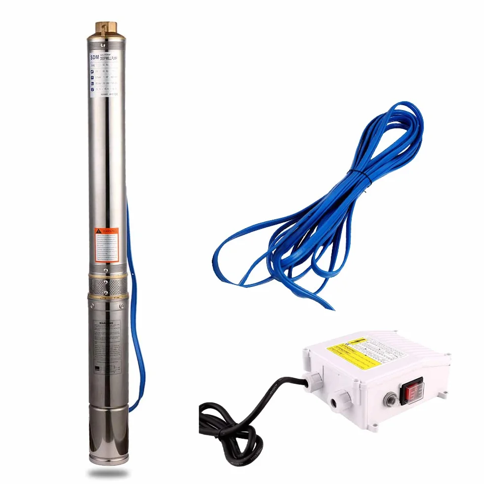 Pompa sommergibile in acciaio inossidabile da 1HP Pompa per pozzi profondi da 2,5"Pompa per pozzi d'acqua 220V Max.Q 2,8m³/h Max.H 82m/269 piedi per l'irrigazione industriale del giardino di casa