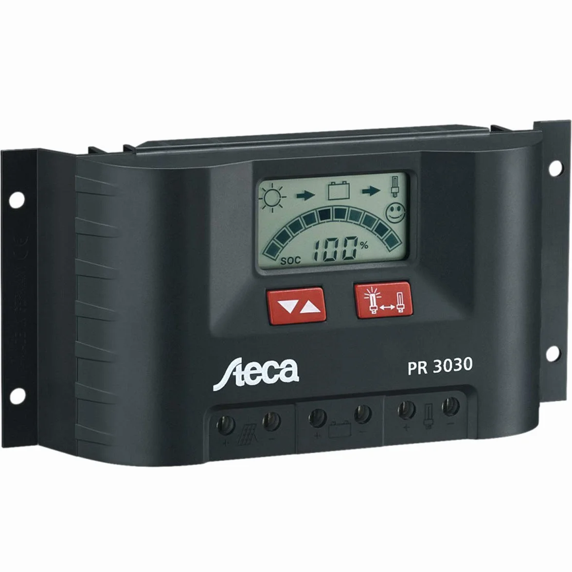 Steca – Regolatore di carica solare, con display LCD, tensione 12 V, uscita di carico fino a 30 A, 1 pezzo, PR3030