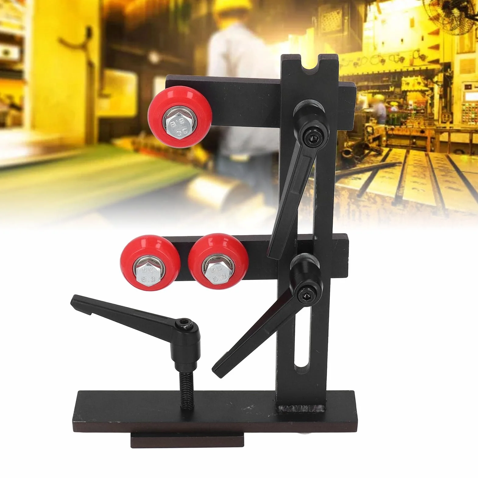 Fockety Supporto Fisso per tornio in Legno, Supporto Fisso per la Lavorazione del Legno a Forma di L con 3 Ruote di Fissaggio in Metallo, Supporto per tornio in Legno per la Lavorazione